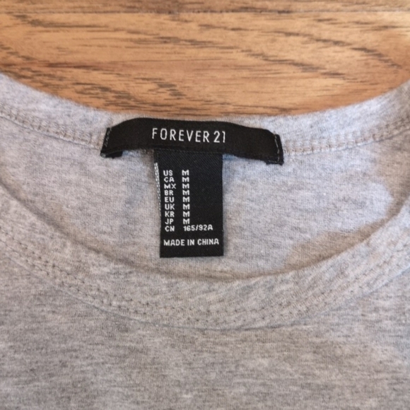 F21 Grey Cropped Eagle Graphic Short Sleeve Shirt Medium - Picture 3 of 4